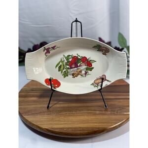 Vintage Norway Flint Norsk Egersund 10.5" Serving Dish with Vegetable Design